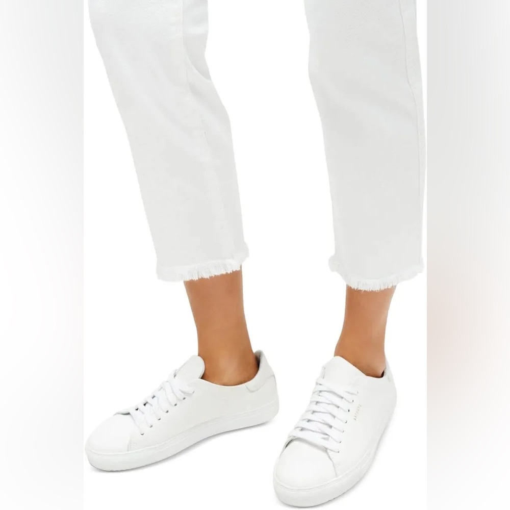 7 For All Mankind White High Waist Cropped Straight Jeans - Picture 2 of 16